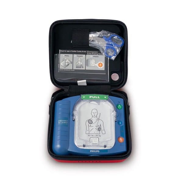 philips heartstart hs1 defibrillator with standard carry case open 2